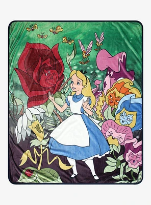 Disney Alice in Wonderland Alice & Talking Flowers Fleece Throw - BoxLunch Exclusive