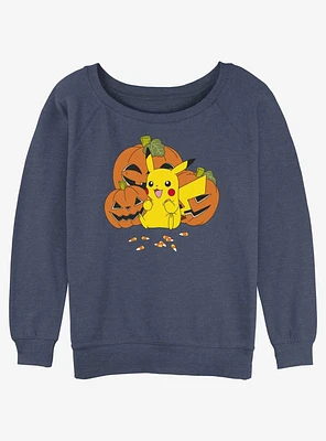 Pokemon Pumpkin N Candycorn Girls Slouchy Sweatshirt