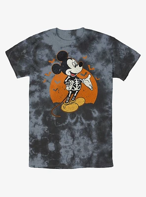 Disney Mickey Mouse Skeleton Moon Tie-Dye T-Shirt