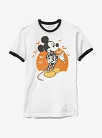 Disney Mickey Mouse Skeleton Moon Ringer T-Shirt