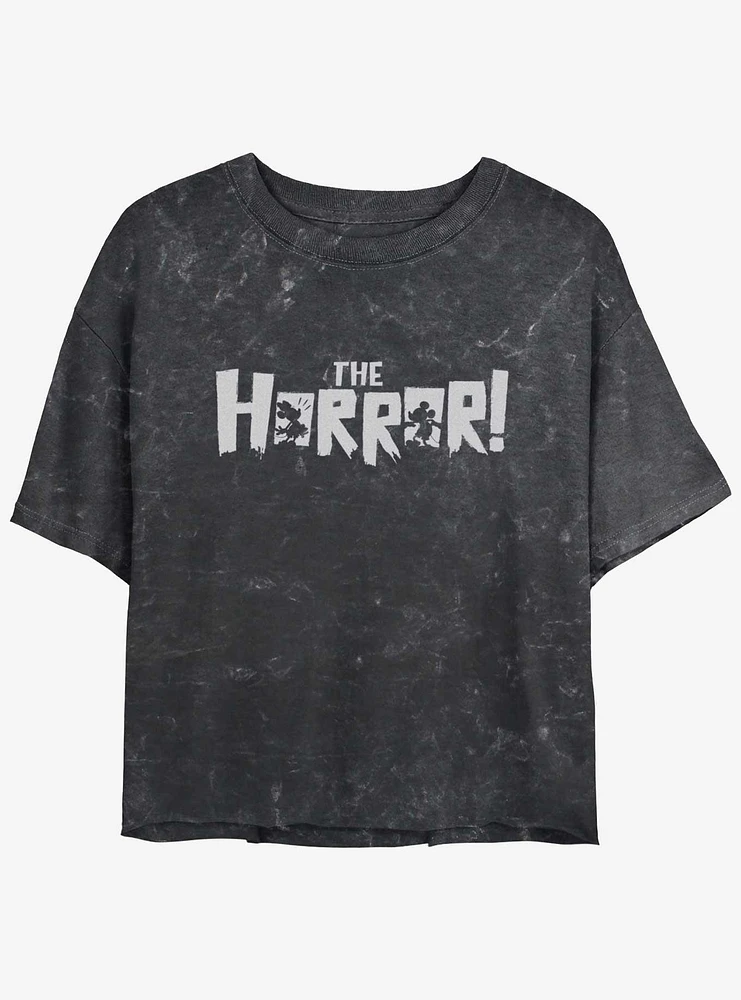 Disney Mickey Mouse The Horror Girls Mineral Wash Crop T-Shirt