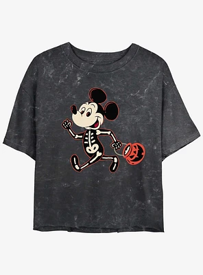 Disney Mickey Mouse Pumpkin Girls Mineral Wash Crop T-Shirt