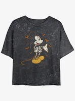 Disney Mickey Mouse Skeleton Bats Girls Mineral Wash Crop T-Shirt