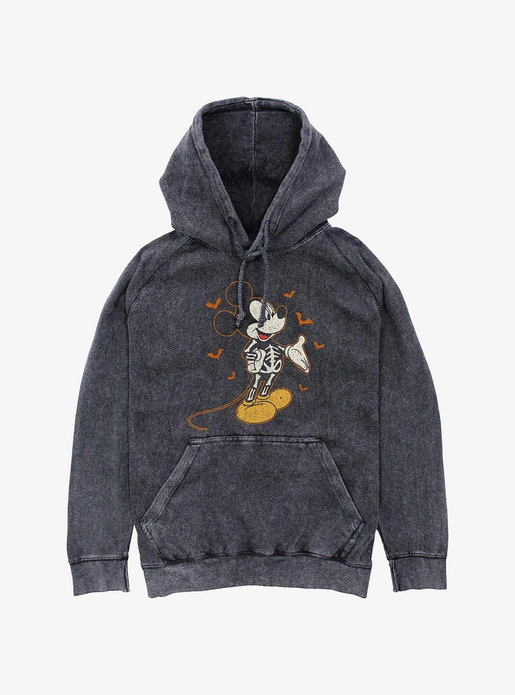 Disney Mickey Mouse Skeleton Bats Mineral Wash Hoodie