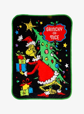 Dr. Seuss How The Grinch Stole Christmas! Grinchy Or Nice Throw Blanket