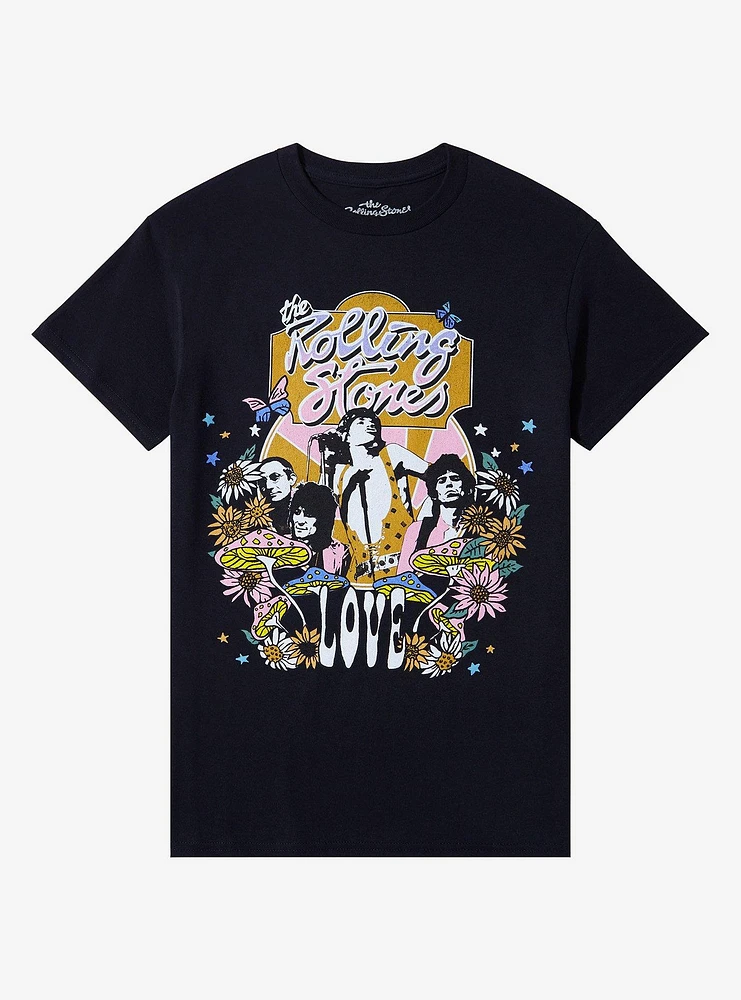 The Rolling Stones Love Flowers Boyfriend Fit Girls T-Shirt