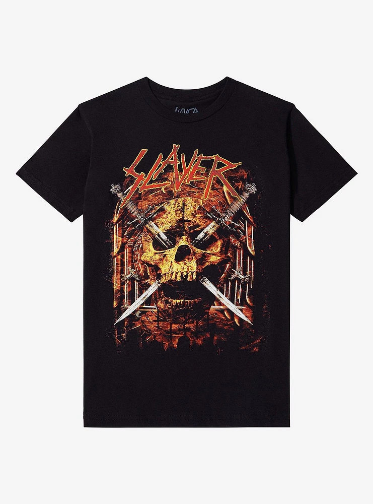 Slayer Skull & Swords Boyfriend Fit Girls T-Shirt