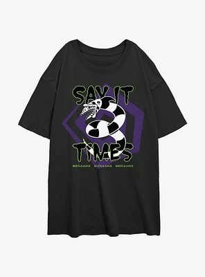 Beetlejuice Say It 3 Times Girls Oversized T-Shirt