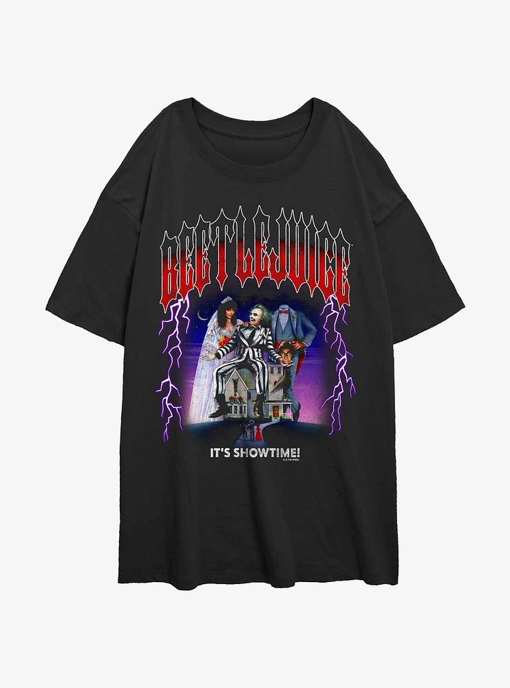 Beetlejuice Metal Lightning Girls Oversized T-Shirt