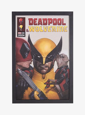 Marvel Deadpool & Wolverine Trio Kisses Framed Wall Art