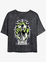 Beetlejuice Framed Carousel Girls Mineral Wash Crop T-Shirt