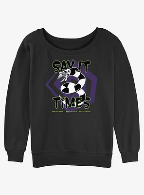 Beetlejuice Say It 3 Times Girls Slouchy Sweatshirt