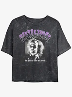 Beetlejuice Spooky Ghost With The Most Girls Mineral Wash Crop T-Shirt