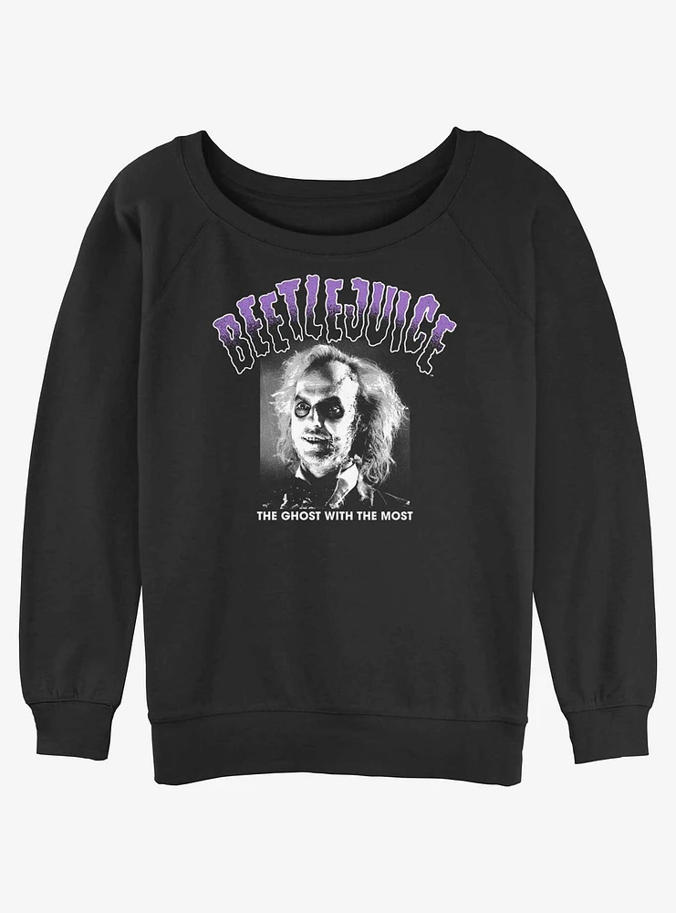 Beetlejuice Spooky Ghost With The Most Girls Slouchy Sweatshirt