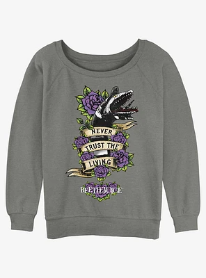 Beetlejuice Never Trust The Living Girls Slouchy Sweatshirt