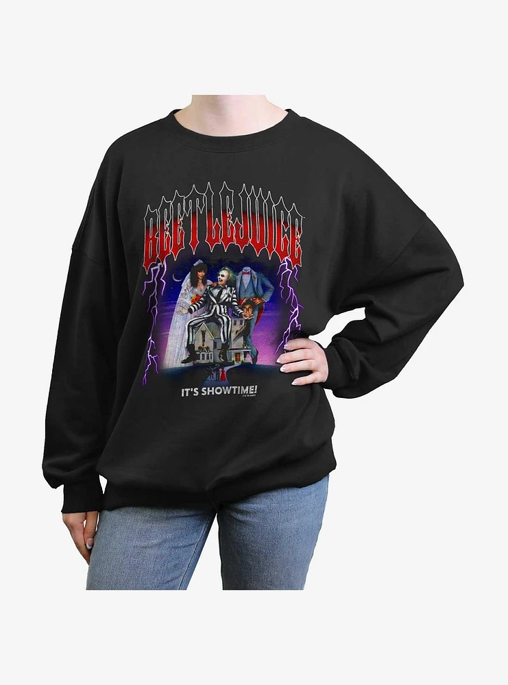 Beetlejuice Metal Lightning Girls Oversized Sweatshirt