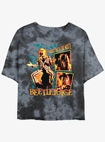 Beetlejuice Collage Boxes Girls Tie-Dye Crop T-Shirt