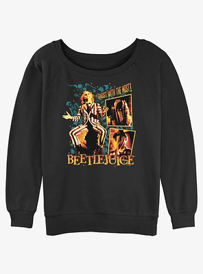 Beetlejuice Collage Boxes Girls Slouchy Sweatshirt