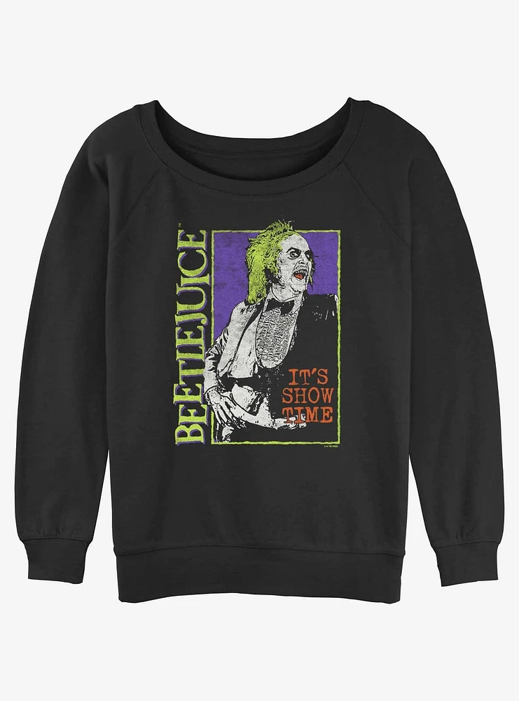 Beetlejuice Side Logo Showtime Girls Slouchy Sweatshirt