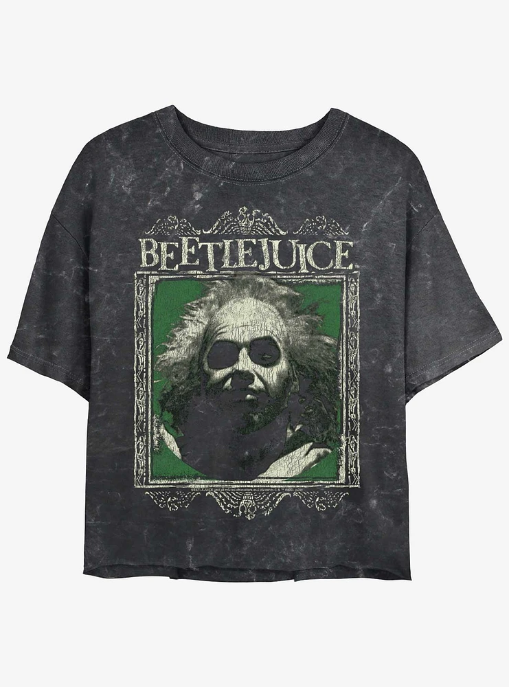 Beetlejuice Framed Girls Mineral Wash Crop T-Shirt