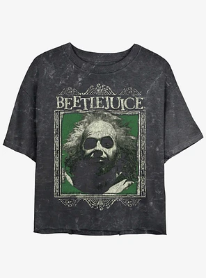 Beetlejuice Framed Girls Mineral Wash Crop T-Shirt