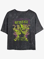 Beetlejuice Ghost With The Most Girls Mineral Wash Crop T-Shirt