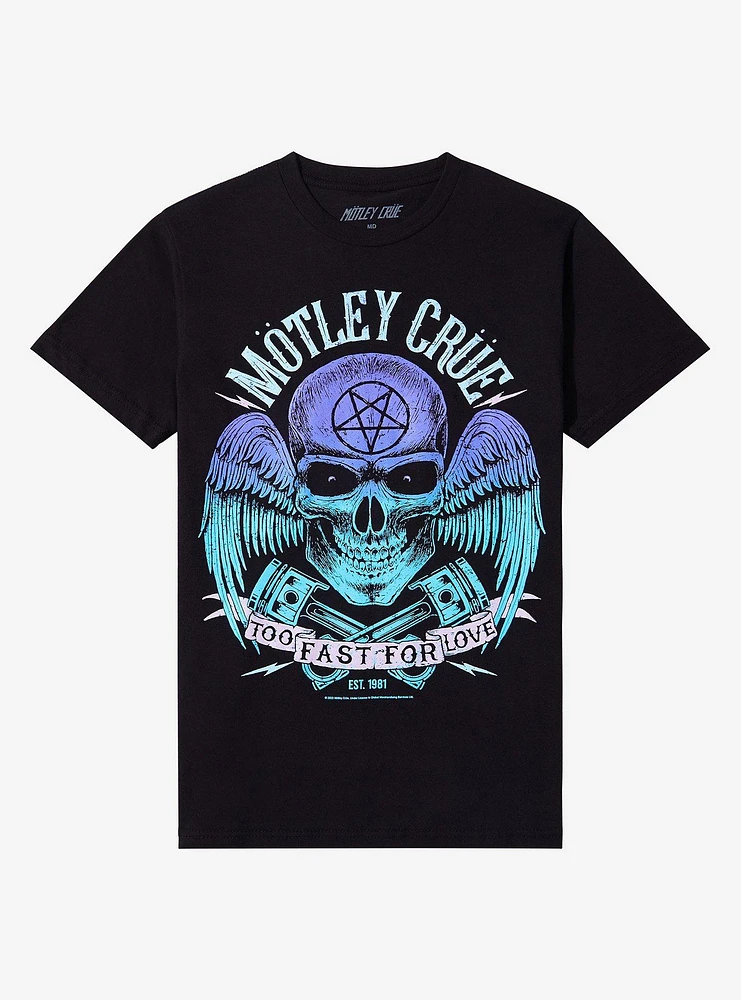 Motley Crue Too Fast For Love Winged Skull Boyfriend Fit Girls T-Shirt