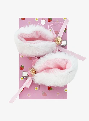 Sweet Society Strawberry Bow Cat Ear Hair Clip Set