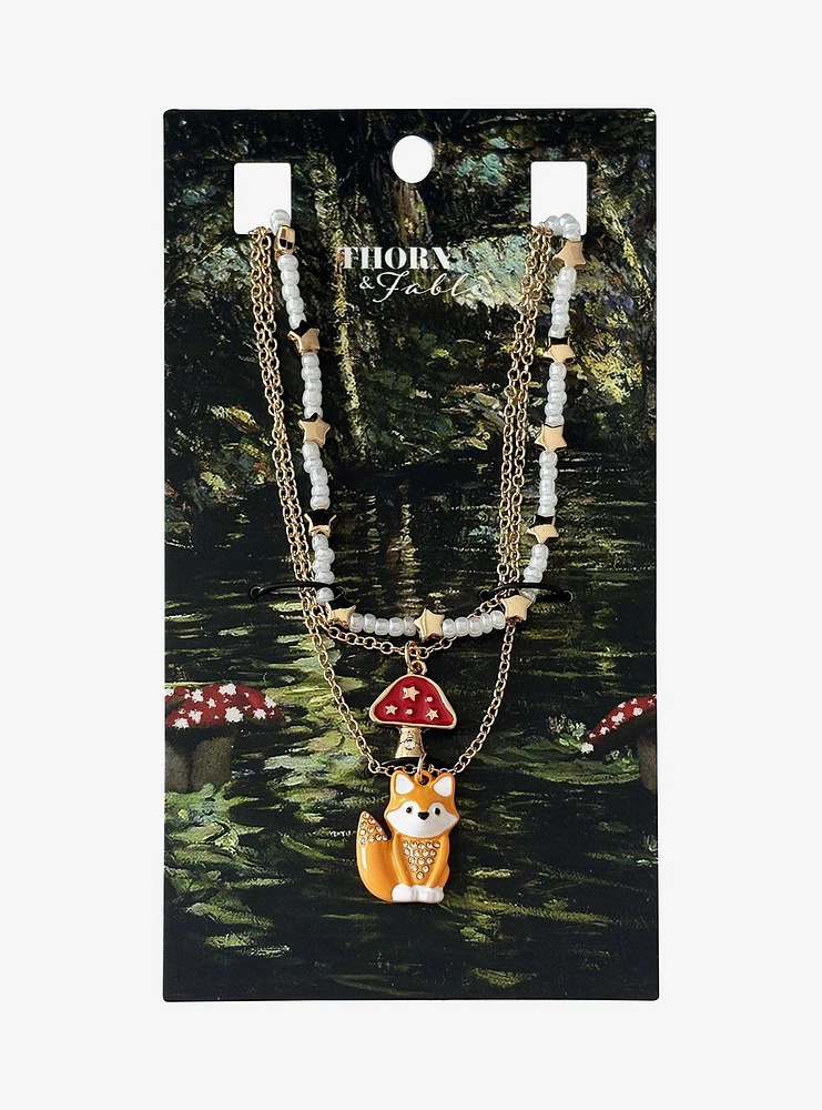 Thorn & Fable Mushroom & Fox Necklace Set