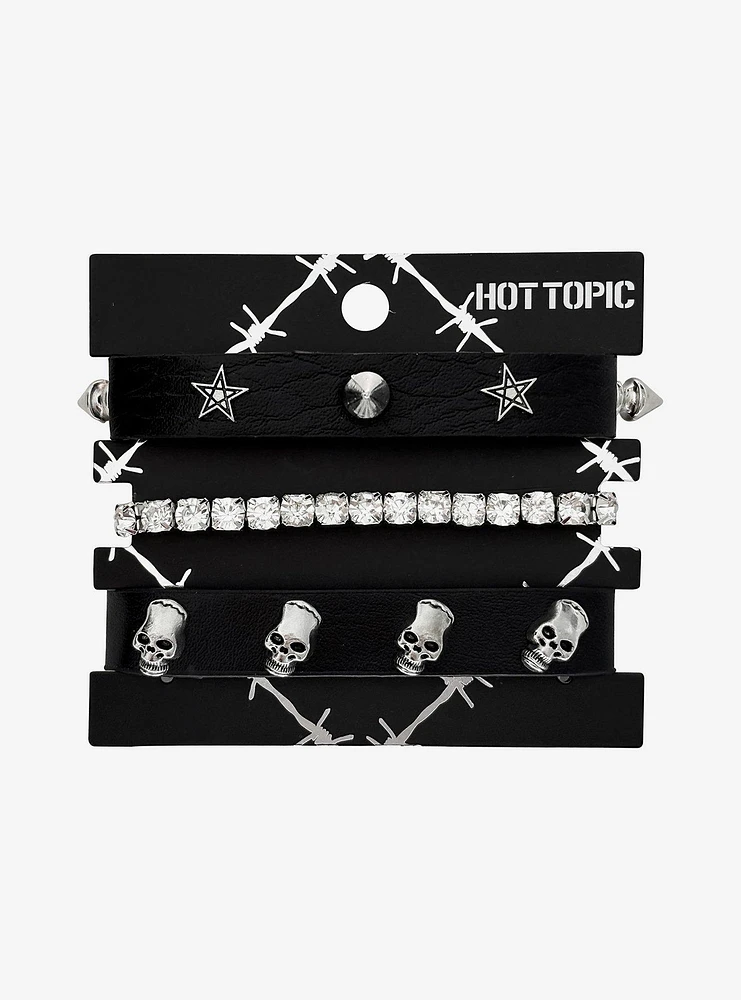 Skull Star Rhinestone Bracelet Set