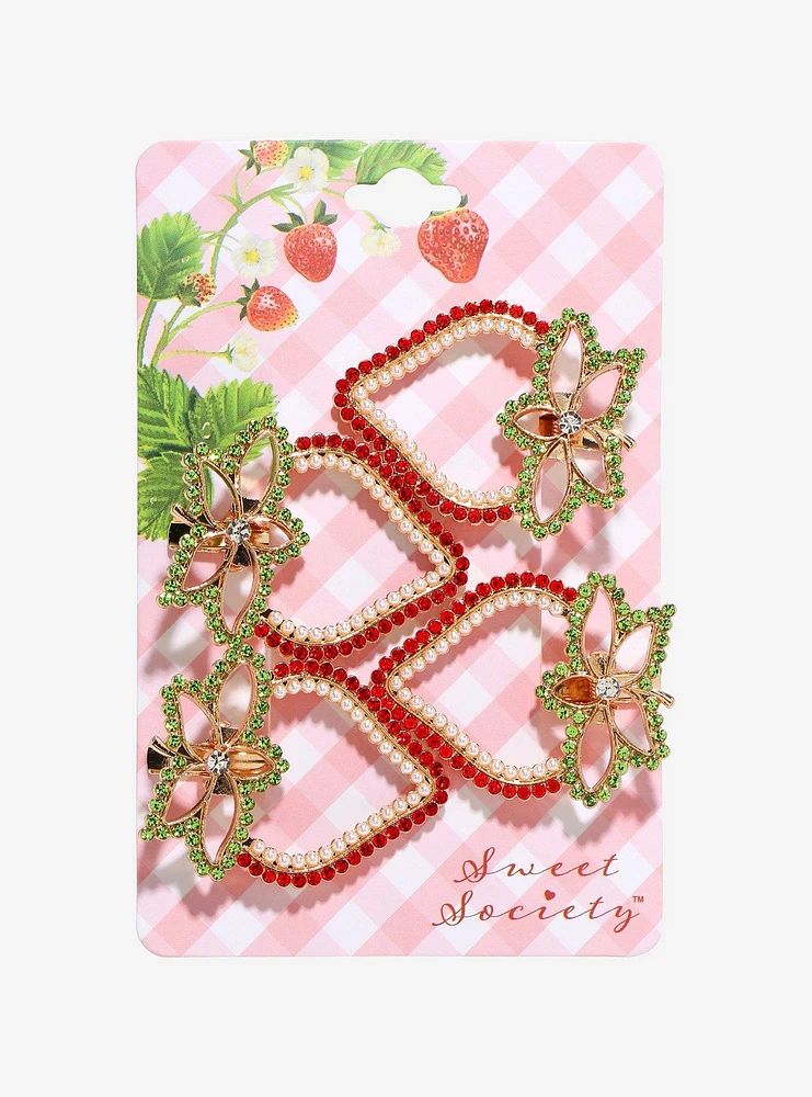 Sweet Society Bling Strawberry Hair Clip Set