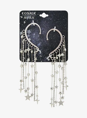 Cosmic Aura Star Drops Chain Ear Cuff Set