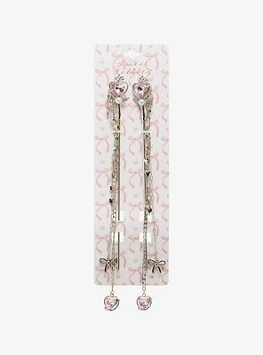 Sweet Society Heart Ribbon Bling Hair Sticks