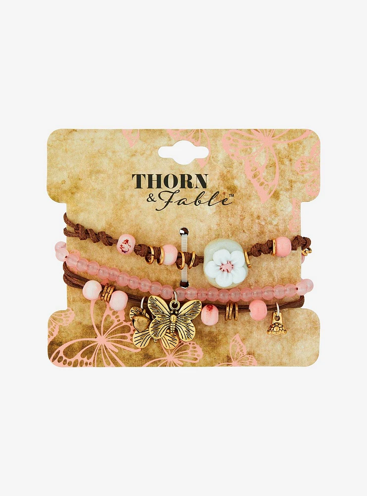 Thorn & Fable Butterfly Flower Bracelet Set