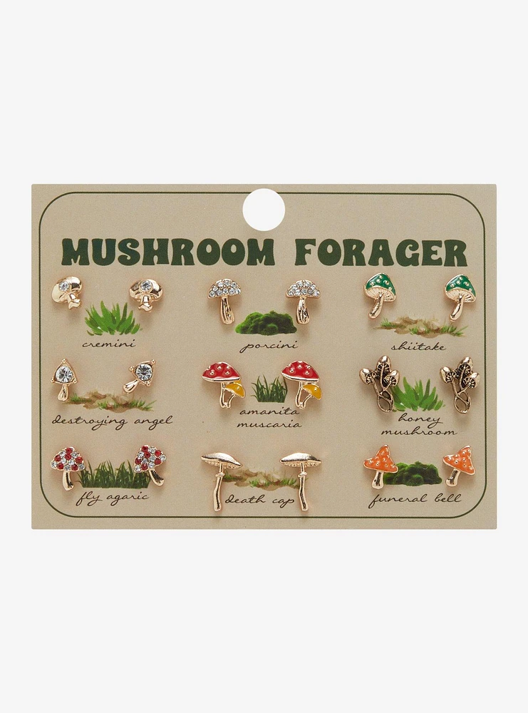 Mushroom Forager Stud Earring Set