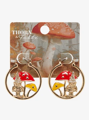 Thorn & Fable Gnome Mushroom Hoop Earrings