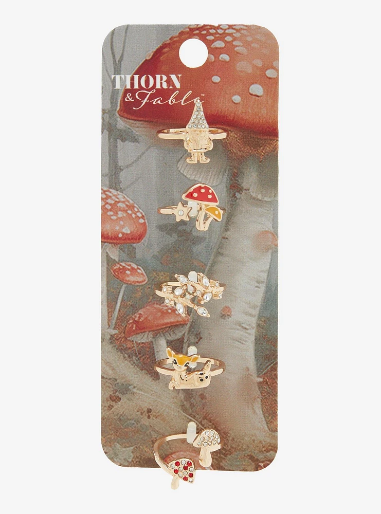 Thorn & Fable Deer Mushroom Ring Set