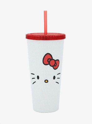 Hello Kitty Face Rhinestone Sparkle Acrylic Travel Cup