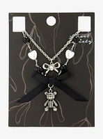 Sweet Society Pearl Bow Teddy Bear Necklace Set