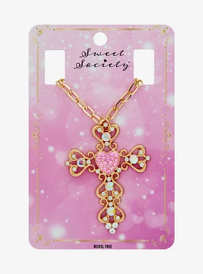 Sweet Society Gold Bling Cross Necklace