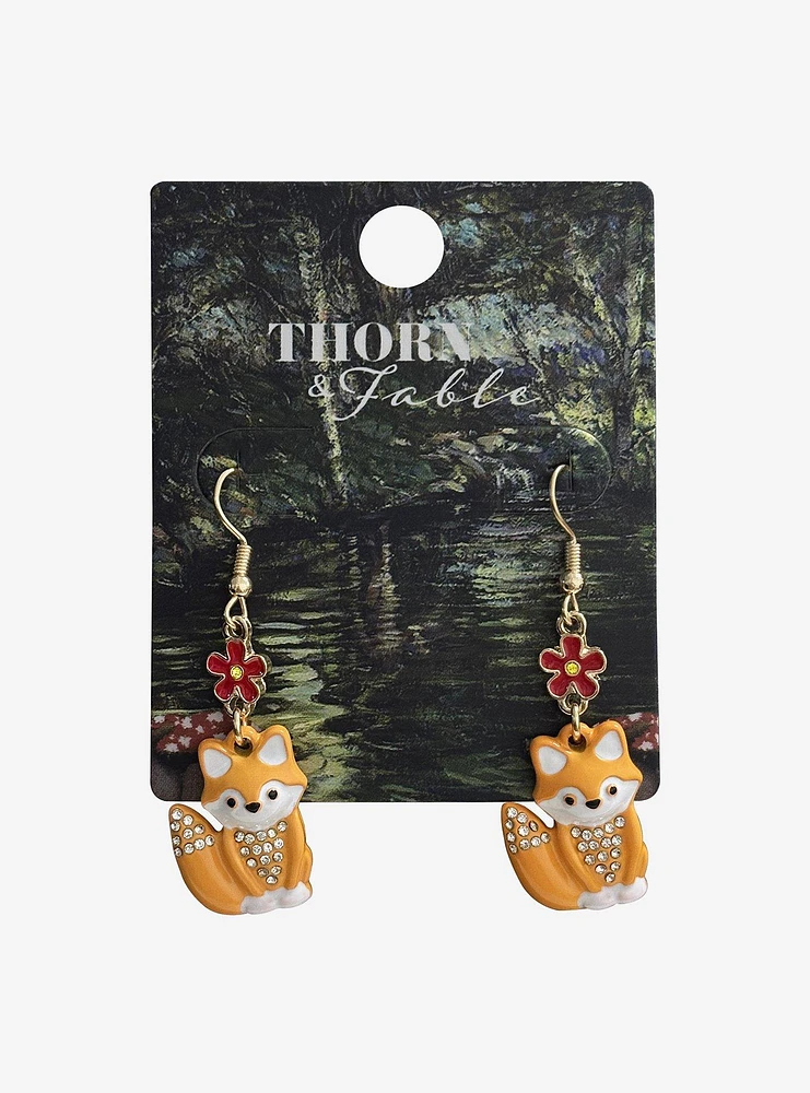 Thorn & Fable Fox Floral Drop Earrings