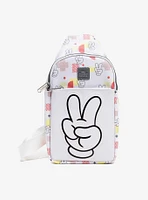 Disney Mickey Mouse Peace Fingers Crossbody Sling Bag