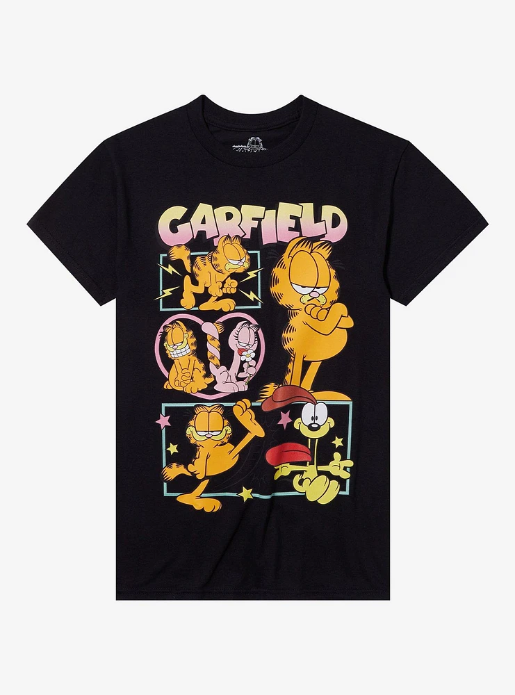 Garfield Group Panel Portraits Boyfriend Fit Girls T-Shirt