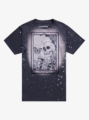 Skeleton Coffee Tarot Card Boyfriend Fit Girls T-Shirt By Wandering Owl Designs