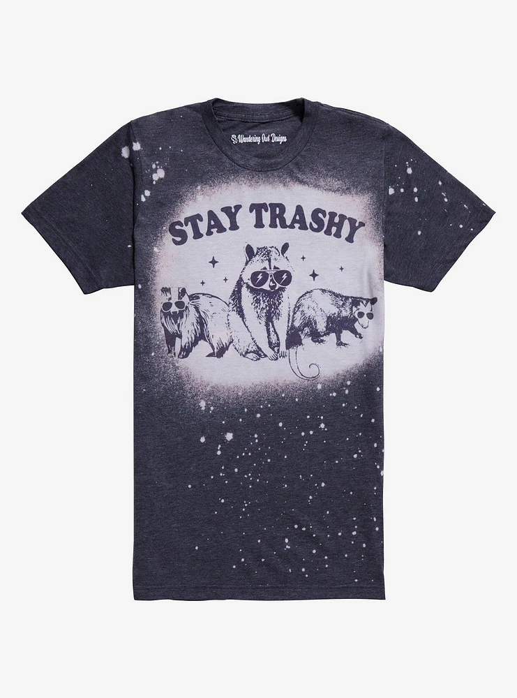 Stay Trashy Wash Boyfriend Fit Girls T-Shirt By Wandering Owl Designs