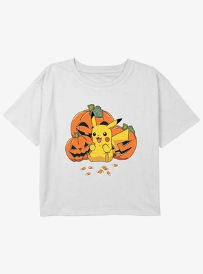 Pokemon Pumpkin N Candycorn Youth Girls Boxy T-Shirt