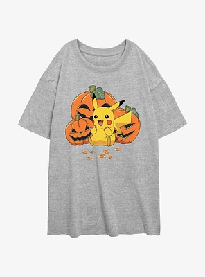 Pokemon Pumpkin N Candycorn Womens Oversized T-Shirt