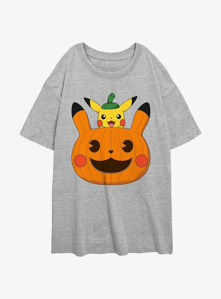 Pokemon Pumpkin Pikachu Womens Oversized T-Shirt