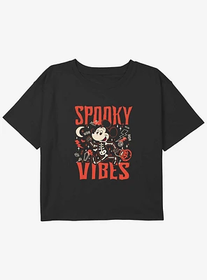 Disney Mickey Mouse Spooky Vibes Youth Girls Boxy T-Shirt