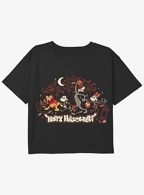 Disney Mickey Mouse Happy Halloween And Friends Youth Girls Boxy T-Shirt